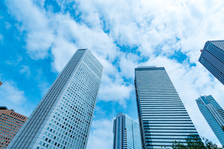 High-rise buildings and blue sky-Shinjuku, Tokyo, Japanの写真素材