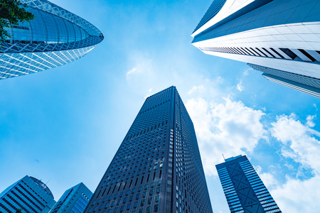 High-rise buildings and blue sky-Shinjuku, Tokyo, Japanの写真素材