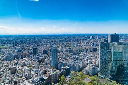 TOKYO, JAPAN-April 23, 2017: Aerial view of the Japanese capital city seen from the Metropolitan Government Building (Tokyo City Hall)のeditorial素材