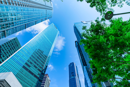 Business skyscrapers in downtown and skiesの写真素材