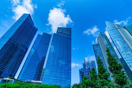 Business skyscrapers in downtown and skiesの写真素材