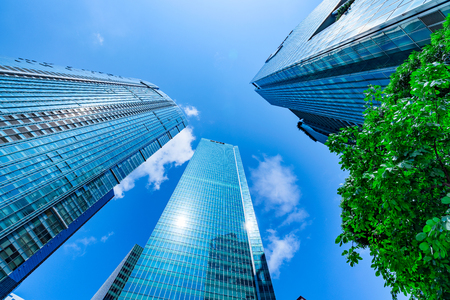 Business skyscrapers in downtown and skiesの写真素材