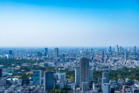 Tokyo cityscape full view cityscape Sunny blue sky