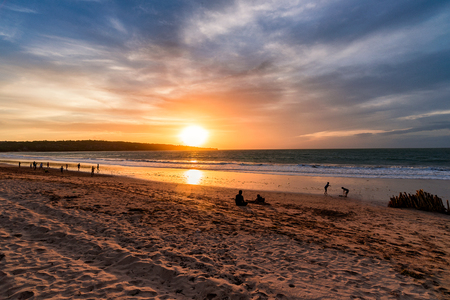 Sunset Jimbaran Beach  Bali in Indonesiaの写真素材