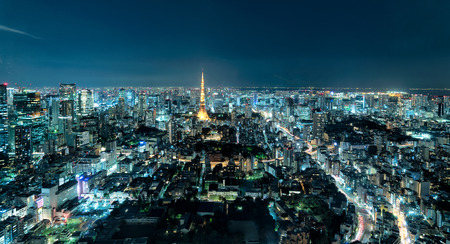 View of Tokyo city from Mori Tower, Roppongi Hills, Tokyo, Japanのeditorial素材