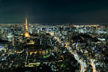View of Tokyo city from Mori Tower, Roppongi Hills, Tokyo, Japanのeditorial素材