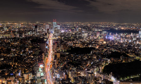 View of Tokyo city from Mori Tower, Roppongi Hills, Tokyo, Japanのeditorial素材