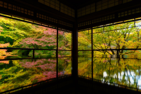 Autumn Japanese garden of Rurikoin temple, Kyoto, Japanのeditorial素材