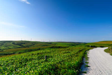 The blue sky of Hokkaido and the land of Soyaの写真素材