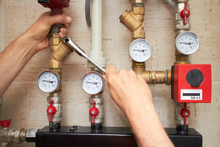 pipes with heat and pressure sensors, repair of water supply system