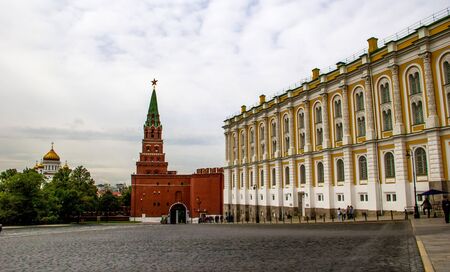 A road inside Kremlin through the Aroury Chamberの写真素材