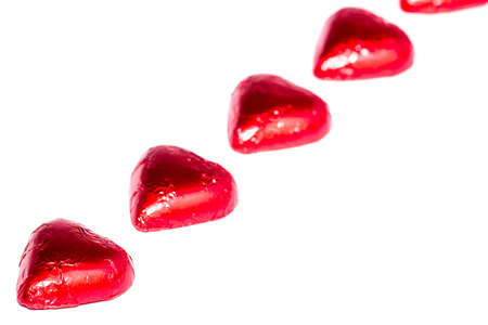 Chocolate hearts on the white background isolated