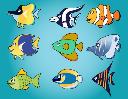 fish cartoon collectionのイラスト素材