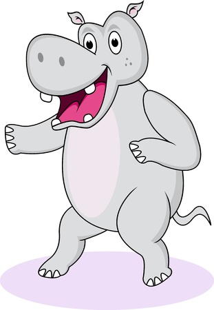 funny hippo cartoonのイラスト素材