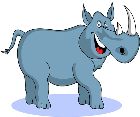 funny rhino cartoonのイラスト素材