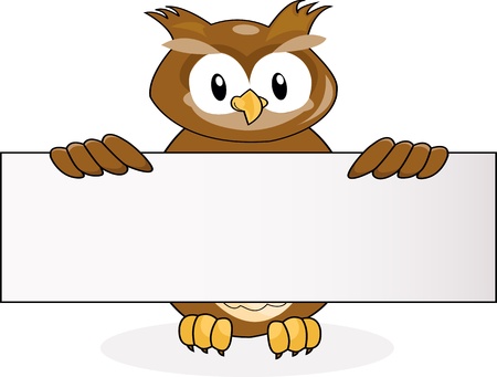 owl with blank signのイラスト素材