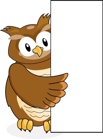 owl with blank signのイラスト素材