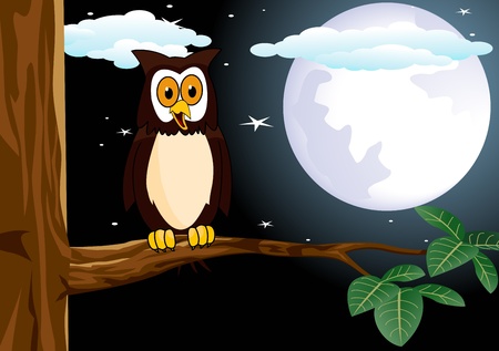 owl with the fullmoonのイラスト素材