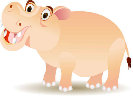 funny hippo cartoonのイラスト素材