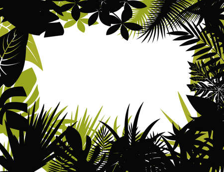 Tropical forest silhouetteのイラスト素材