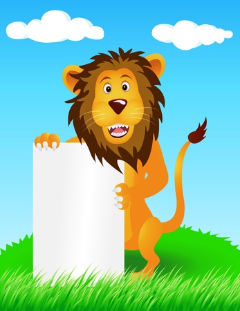lion with blank signのイラスト素材
