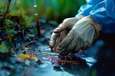 Scientist working in the laboratory, examining plants. Close-up.の素材