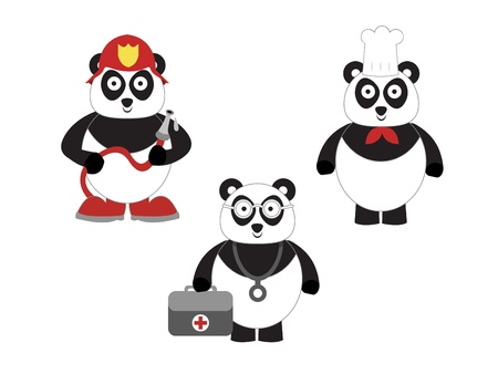Panda at Work - Panda presenting different professionsのイラスト素材