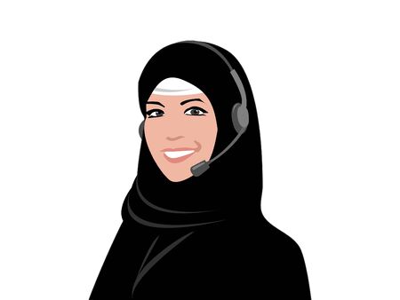 Arab customer services woman with a headsetのイラスト素材