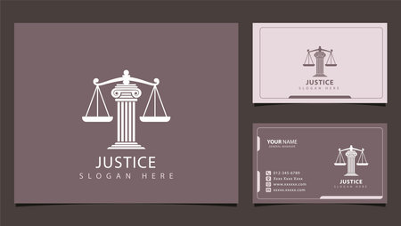Justice pillar luxury logo design and business cardのイラスト素材