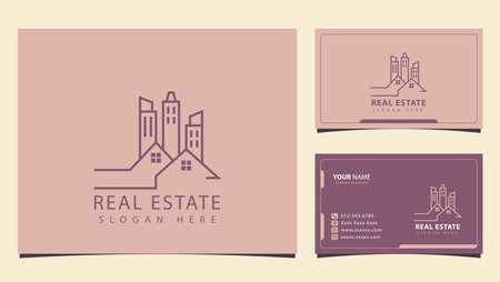 Real estate logo with minimalist concept and business card designのイラスト素材