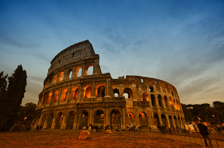 Colosseum in Rome, Italy during sunsetの写真素材