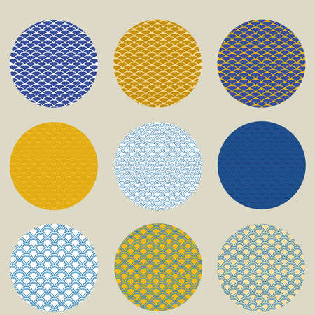 Japanese retro style elements, circle design.のイラスト素材