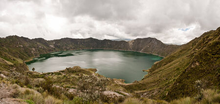 Quilotoa volcano in Ecuadorの写真素材