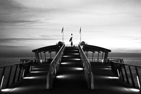 lido di camaiore dock in black and whiteの写真素材