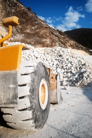 bulldozer at work in the quarryの写真素材