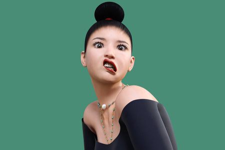 Fashionable woman playful and funny face