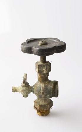 Old butterfly valve of a brassの写真素材