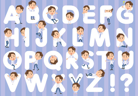 Set of various poses of middle aged manのイラスト素材