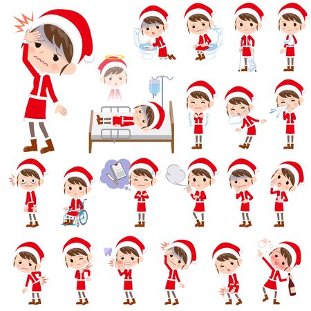 Set of various poses of Santa Claus Costume mom_sicknessのイラスト素材