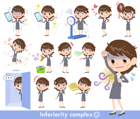 Gray suit business women Bad condition_complexのイラスト素材