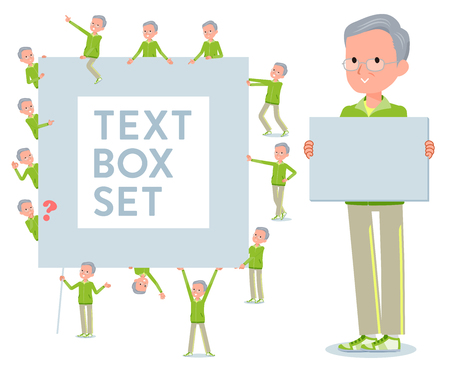 A set of old men in sportswear with a message board.Since each is divided, you can move it freely.It's vector art so it's easy to edit.のイラスト素材