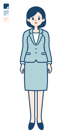 A young Business woman in a suit with full length image.
It's vector art so it's easy to edit.のイラスト素材