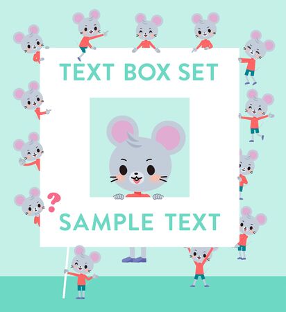 A set of mouse boy with a message board.Since each is divided, you can move it freely.It's vector art so it's easy to edit.のイラスト素材