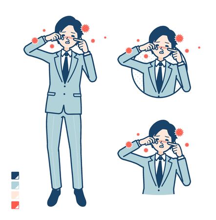 A young Businessman in a suit with Suffer from pollen allergy images.
It's vector art so it's easy to edit.のイラスト素材