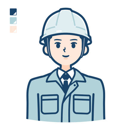 A Man wearing workwear with upper body image.
It's vector art so it's easy to edit.のイラスト素材