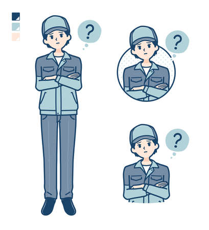 A woman wearing workwear with Explanation with a pointing stick image.
It's vector art so it's easy to edit.のイラスト素材