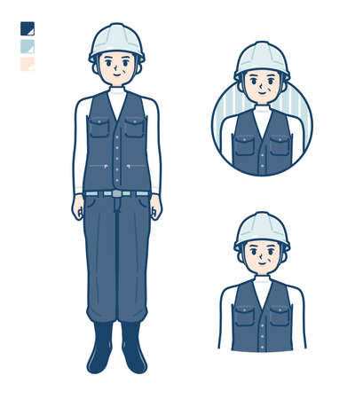 A Man wearing workwear with press hands in prayer images.
It's vector art so it's easy to edit.のイラスト素材