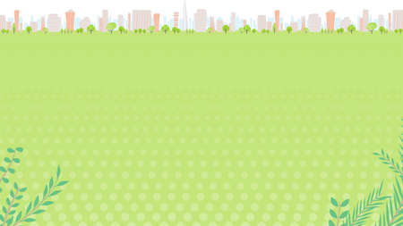 Cityscape of the city in summer.16:9 portrait size.Vector art that is easy to edit.のイラスト素材
