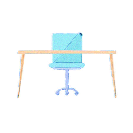 Office desk and chair.front.It is a watercolor touch.の写真素材