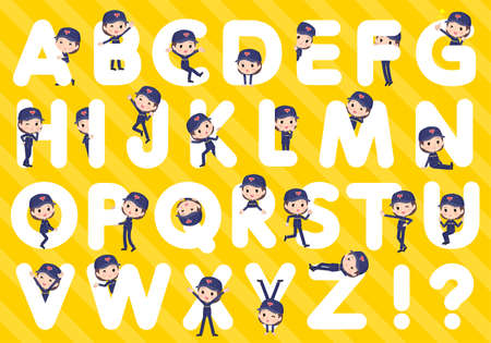 A set of  postwomen designed with alphabet.It's vector art so easy to edit.のイラスト素材